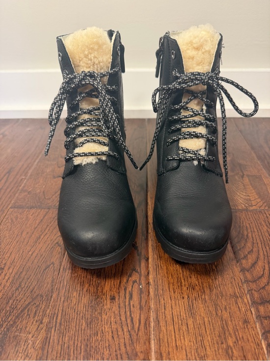 Sorel Shoes - Sorel Black Waterproof Leather Shearling Lace Up Boots Size 7